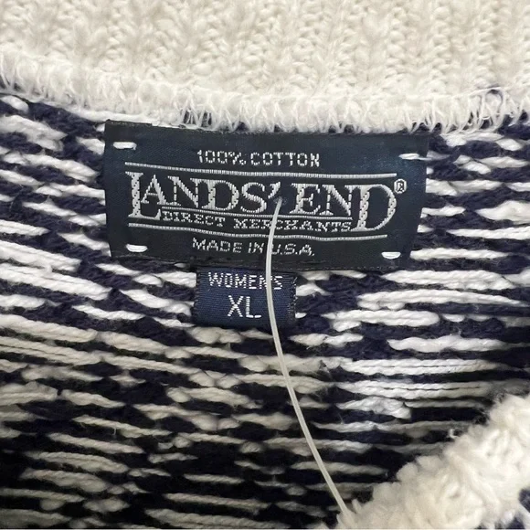 Lands' End Navy and White Anchor Sweater New Old Stock Nautical - Picture 3 of 8